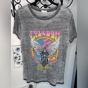 Gray Freedom Rider Graphic Motorcycle T-Shirt
